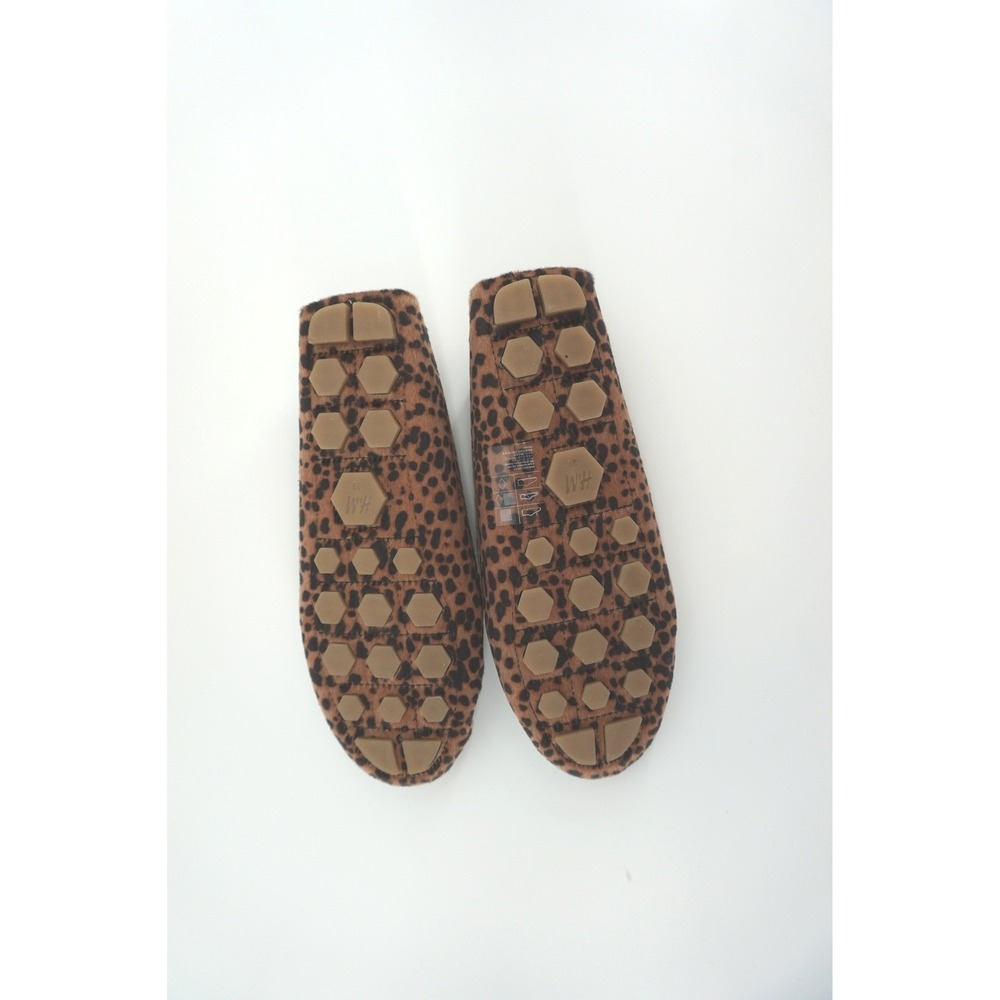 H&M Loafers Faux Pony Hair Leopard Print Driving Mocs Parisian Chic Brown 8 - Picture 4 of 6